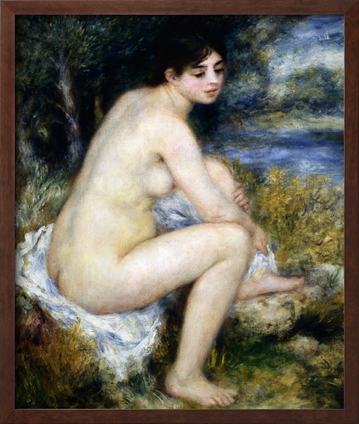 Woman Undresses Sitting in a Landscape - Pierre Auguste Renoir Painting